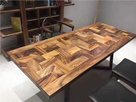 Top Meja Walnut Kayu Solid Persegi Panjang