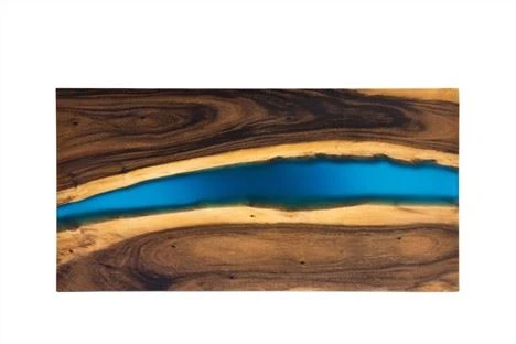 Meja Kayu Resin Walnut River Atas