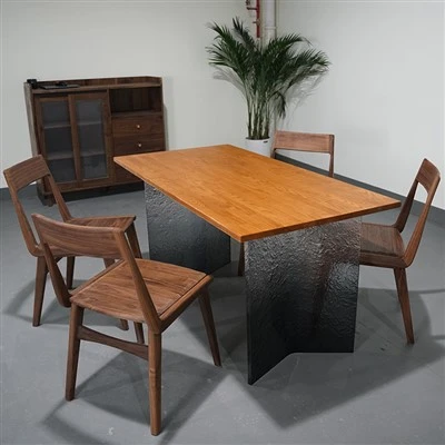 Solid Ash Wood Rectangle Butcher Block Dining Table in Cherry Color Supplier