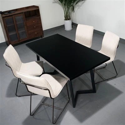 Meja makan persegi panjang kayu beech solid di produsen warna hitam
